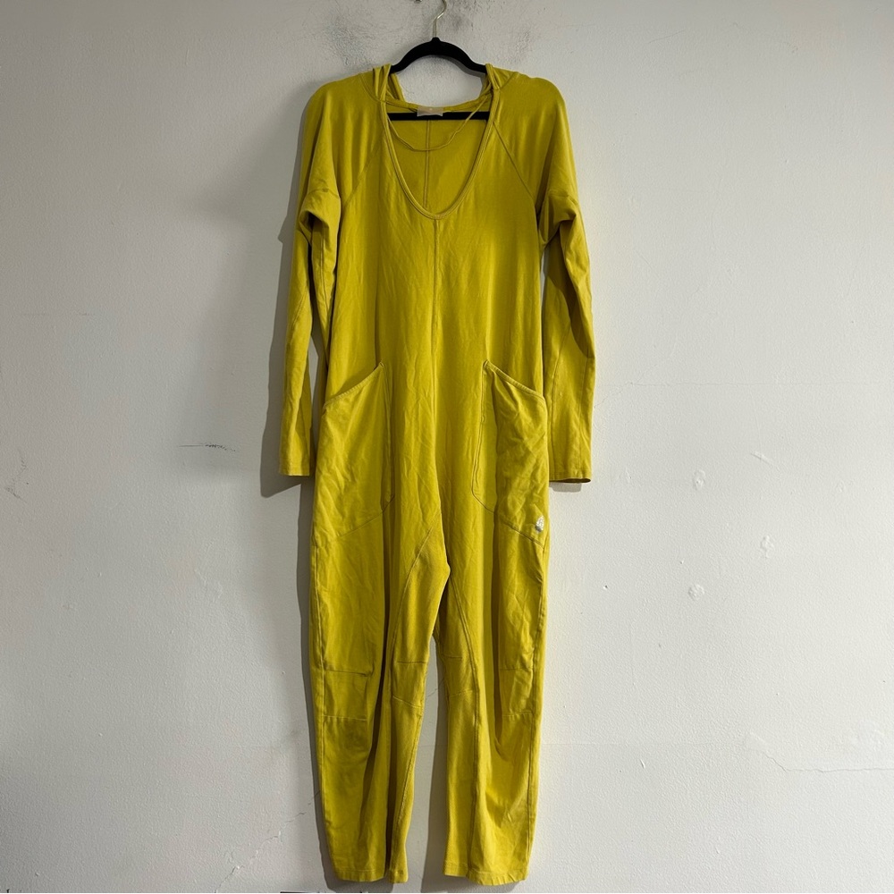 Free People Movement Hot Shot Long Sleeve Jumpsuit One Piece Yellow Small - Picture 2 of 16